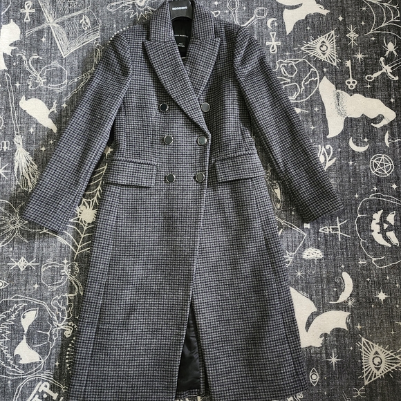 Club Monaco Jackets & Blazers - Club Monaco Black and Gray Checkered Trench Coat